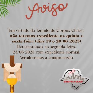 Aviso de Feriado: Corpus Christi